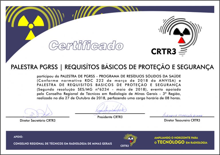CERTIFICADO PALESTRA PGRSS | REQUISITOS BÁSICOS PROTEÇÃO E SEGURANÇA