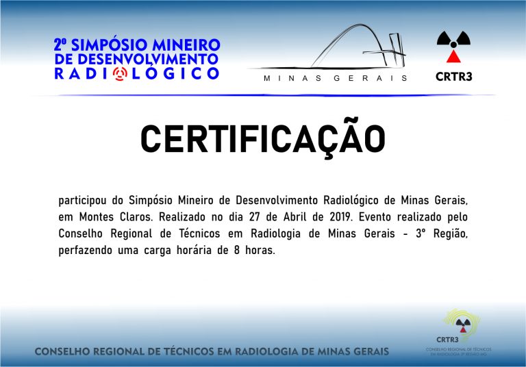 CERTIFICAÇÃO 2º SIMPÓSIO MINEIRO DE RADIOLOGIA – MONTES CLAROS