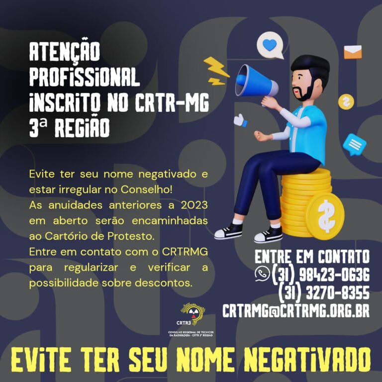 ATENÇÃO profissional inscrito no CRTR-MG 3ª Região
