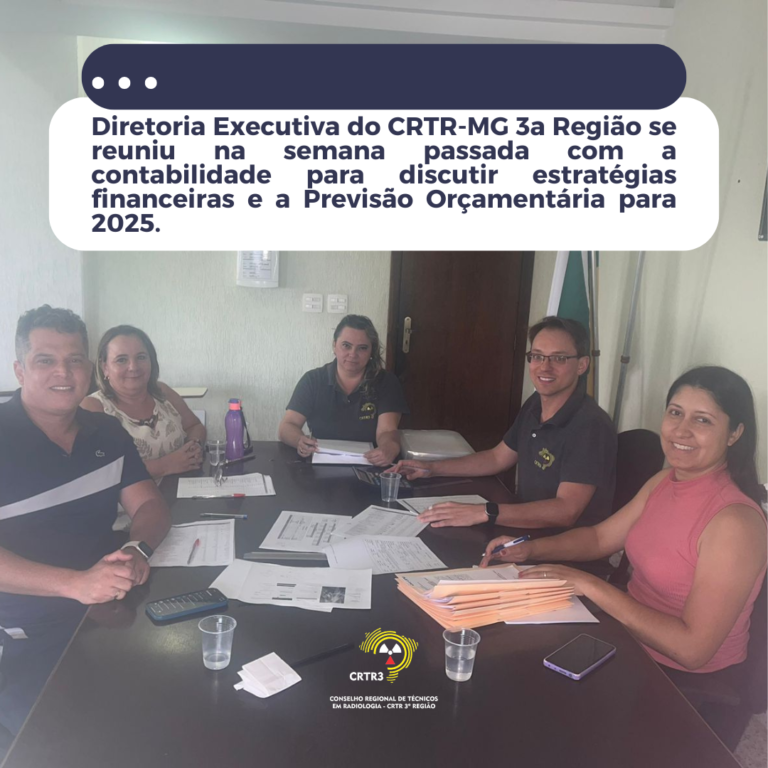 Diretoria Executiva do CRTR-MG 3a Região se reuniu na semana passada com a contabilidade para discutir estratégias financeiras e a Previsão Orçamentária para 2025.