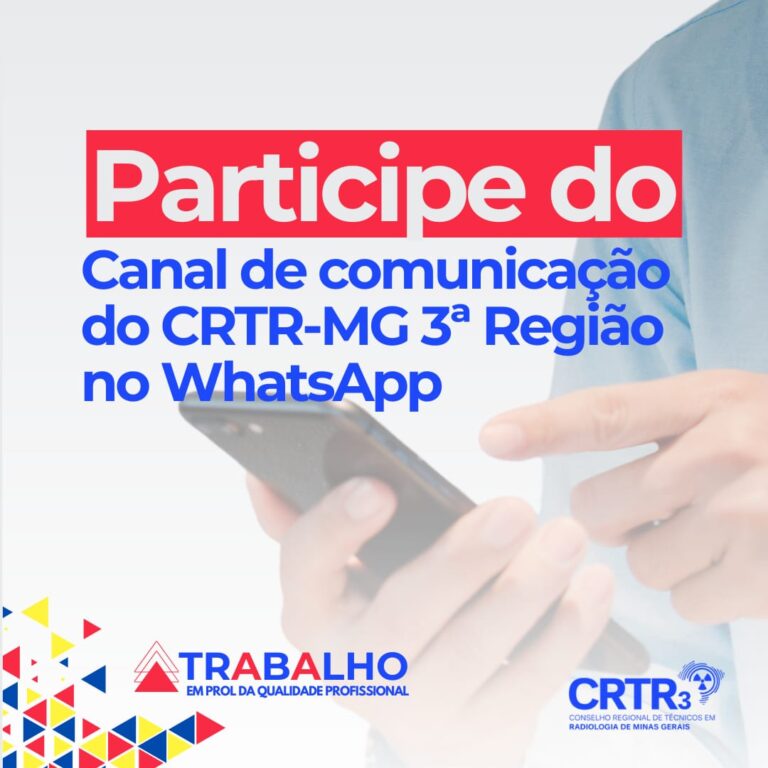 Participe do Canal de comunicação do CRTR-MG 3ª Região no WhatsApp