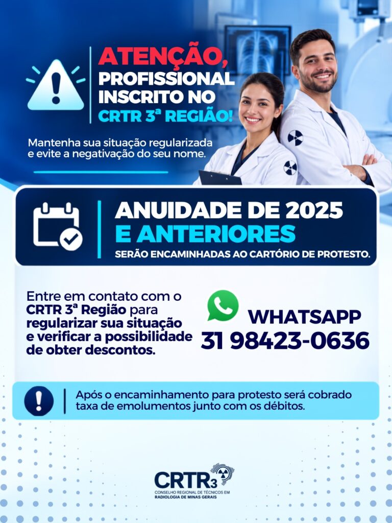 ATENÇÃO, PROFISSIONAL INSCRITO NO CRTR 3ª REGIÃO!